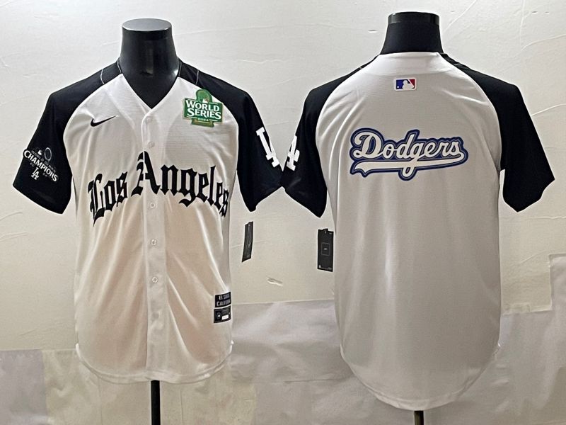 Men 2025 Los Angeles Dodgers Blank White black Five generations Joint Name Nike MLB Jersey style 52615